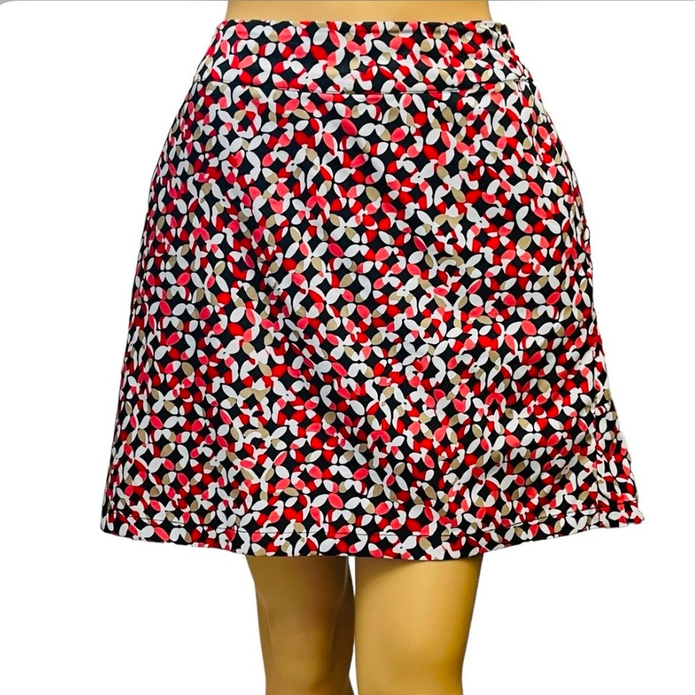 Tail White Label Golf Skirt Size 12 Side Zip Geometric Pattern Black/Red/White